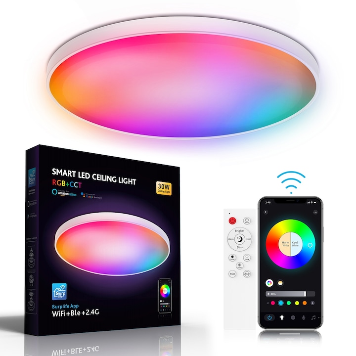 Intelligens RGB LED mennyezeti lámpa WIFI+Bluetooth
